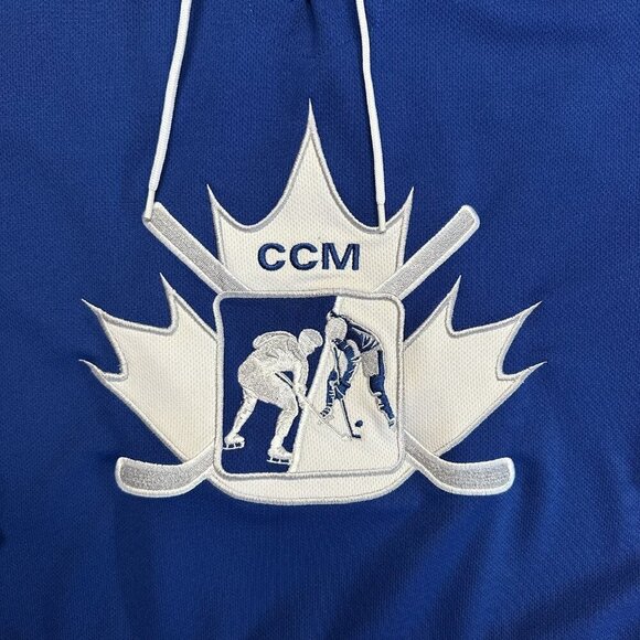 Vintage CCM Canada Hockey Jersey Youth Size XL Retro Blue White - Picture 3 of 9